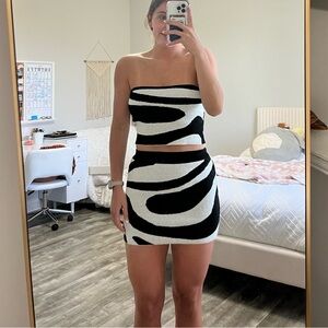 Black & White Skirt Set